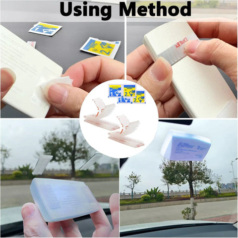Rock Solid Transponder Mounting Strips For Windshield Toll Tags Heavy Duty Dual Lock Tape application method and prep wipes shown.