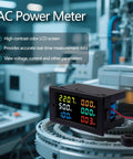 AC Power Meter Panel Gauge With 40 To 300V Range And 100A Input, Digital Multimeter With Color LCD Display on machinery
