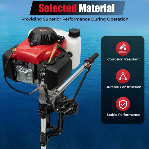 4 Stroke 53.2cc Outboard Motor With Air Cooling Hand Start Gasoline Engine For Inflatable Fishing Boats Yachts And Water Sports