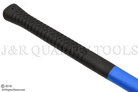Close-up of black rubber grip on blue 36 inch handle for 10 Lb Dead Blow Sledge Hammer With 36 Inch Handle For Non Marring, Spark Free Impact