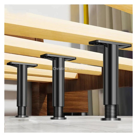 Black Adjustable Sofa And Table Legs Heightening Bracket Set for Bed Frames and Furniture Support with Stem Casters, 20-35 cm