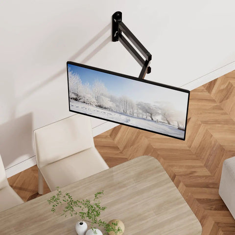 Full Motion Tv Wall Mount For 13 To 32 Inch Led Lcd Displays With Smooth Glide Swivel Tilt Retraction, mounted for easy viewing.