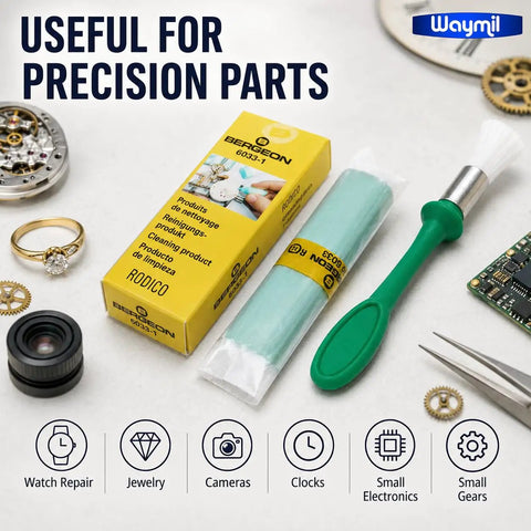 Rodico 6033 Cleaning Putty Bar Kit with Nylon Bristle Brush for watch repair, jewelry, cameras, clocks, small electronics.