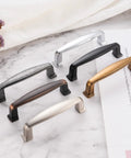 Black Zinc Alloy Cabinet Pull Handle With 3 Inch Hole Centers Stepped Design 3-9/16 Inch Overall Length alongside other finishes