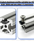 Extruded aluminum profile 15 series with slide-in T-nut 5/16-18 UNC, showing slot track for DIY or industrial use.