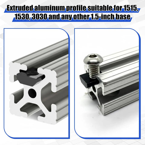 Extruded aluminum profile 15 series with slide-in T-nut 5/16-18 UNC, showing slot track for DIY or industrial use.