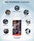 Pro Level Ultrasonic Cleaner Fluid For Carburetors Engines And Auto Parts Dissolves Stubborn Grease Oil And Road Grime Without Any Scrub Hustle Leaves Parts Residue Free 34 Fl Oz, inside bottle among various cleaned parts.
