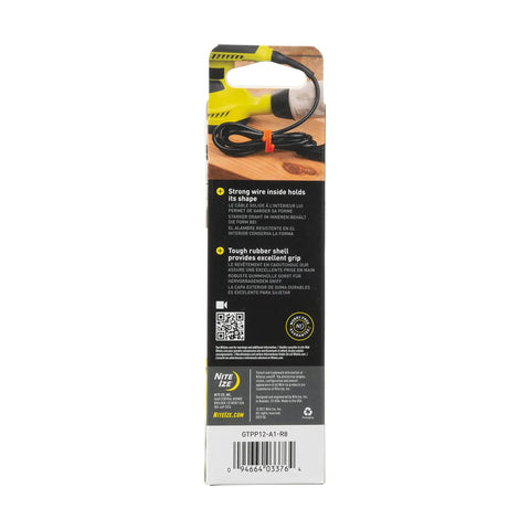 Gear Tie Original ProPacks Reusable Rubber Twist Ties For Indoor And Outdoor Use With Bendable Wire Core And Durable Rubber Exterior Secure Grip Assorted Colors 12 Inch 12 Pack packaging back view showing product features
