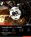 Rear Wheel Bearing And Hub Assembly With ABS And 5 Lug For Hyundai Elantra 2017 2020 And Kona 2018 2022 FWD Only, product image