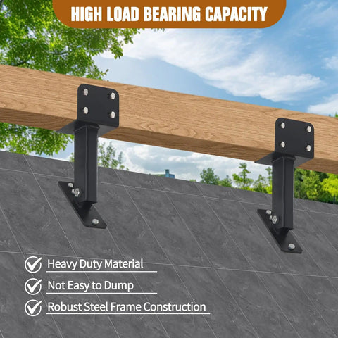 Adjustable Angle Roof Riser Brackets Kit, Beefy Heavy Duty Metal Beam Brackets For 4x4 And 4x6 Wood Beams, Fits Roof Pergola Gazebo And Patio, Ready For Outdoor Use