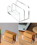 Acrylic Desk File Organizer With Mail Tray For Home Office And Studio Space Saving Document Storage Unit for bills and folders.