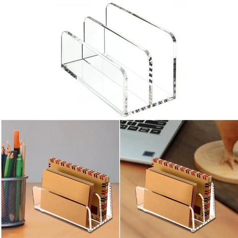 Acrylic Desk File Organizer With Mail Tray For Home Office And Studio Space Saving Document Storage Unit for bills and folders.