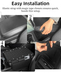 Fresh Universal Leather Center Console Cover With Chic Bling Accents And Handy Dual Storage Pouches To Keep Your Daily Driver Interiors Slick And Fully Organized In Modern Black installation process with elastic strap and magic tape.