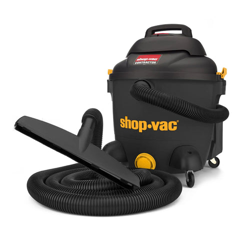 Contractor Wet Dry Vacuum 10 Gallon Pro Workhorse with 1.5 Inch by 8 Foot Hose, 95 CFM, 4.0 Peak HP, built-in tool storage