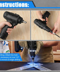 Ultimate Power Hole Punch Tool For Heavy Duty Belt Fastener With 1/2 Inch Drive being attached to an impact wrench for drilling.