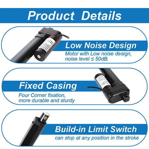 8 Inch Stroke Electric Linear Actuator 12V DC High Speed 1.34 Inches Per Second 400N 88 Lbs Heavy Duty With Mounting Brackets IP65 Sealed details