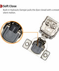 Soft close feature of 20 Pack One And A Quarter Inch Overlay 3D Soft Close Concealed Hinges For Face Frame Kitchen Cabinets