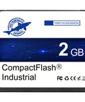 Built Different Rock Solid Compact Flash Memory Card 2GB Type I SLC NAND Industrial Grade Tough Storage For Vintage Cameras And Heavy Equipment Reliable FAT16 Format in front view.