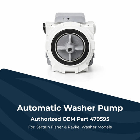 Front view of Washer Pump Kit And Fuse 479595 Replacement Part 8x7x5 Inches For Front Load Washing Machines Plug And Play OEM Quality
