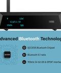 XLR Bluetooth Receiver V5.1 with LDAC and aptX HD, Built In ESS DAC, on-screen display with Bluetooth chipset details