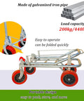 Heavy Duty Foldable Garden Harvest Cart With Guardrails, 440 Pound Capacity, Waterproof Galvanized Iron Frame, Rugged Garden Utility Cart For Farms, Orchards, And Backyard Chores, folded side view