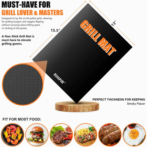 Non-stick grill mat from 31 Piece Heavy Duty BBQ Grill Tools Set With Stainless Steel Utensils Mats And Carrying Bag