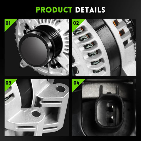 180 Amp Beefed Up Alternator Replacement For 2011-2020 Chrysler 300 With 3.6L V6 close-up showing component details