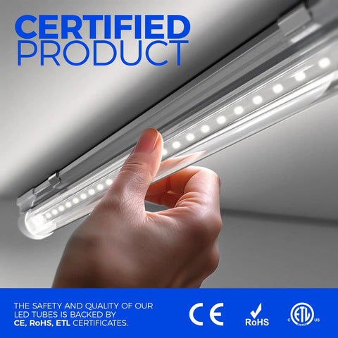 Installing 2Ft LED Shop Light Strip 20W 3000LM 5000K Daylight T8 Fixture With Clear Cover for garage or workshop ceiling