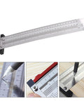 Stainless Steel Metric Marking Ruler For Woodworking High Precision Scribing Gauging Tool Anodized Surface Pro Grade T Square 12 Inch