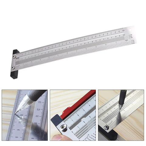 Stainless Steel Metric Marking Ruler For Woodworking High Precision Scribing Gauging Tool Anodized Surface Pro Grade T Square 12 Inch