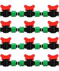 1/2 Inch Universal Drip Irrigation Shut Off Valve Set For Tubing Coupling Locking Fittings, 12 Piece Value Pack