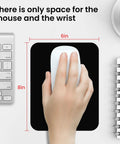 Hand using mouse on Compact 6x8 Inch Mouse Pad For Travel And Work Flexible For Horizontal Or Vertical Use Perfect For Laptops Keyboard Trays And Small Desk Setups Budget Friendly Portable Office Accessory For On The Go Black