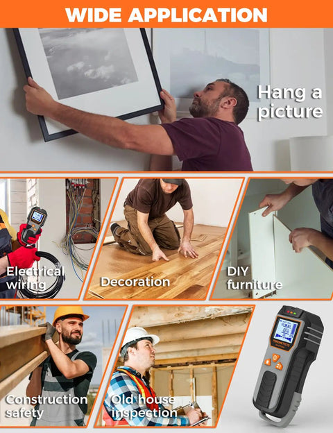 No Sweat Six In One Stud Finder Wall Scanner With Dead On Accuracy For Locating Live Wires Hidden Pipes And Wood Framing During Quick Home Renovation Jobs