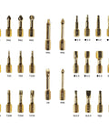 Durable bits of the 30 In 1 T Type Ratcheting Screwdriver Set With Magnetic Driver Kit displayed in rows