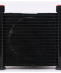 Front view of Plate Heat Exchanger With Electric Fan For Oil Cooling In Tooling Gearheads And Small Hydraulic Power Packs 12 24 Volt And 220 380 Volt Options Air Cooled Oil Cooler Radiator For Smooth Operation And Shock Absorption