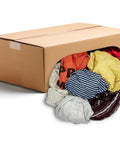 Box of Recycled Multipurpose Industrial Wiping Cloths 49 lb Pack Assorted Colors Eco Friendly Cleaning Rags for Grease and Oil Cleanup