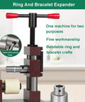 Adjustable Ring And Bracelet Bender Machine With Stainless Steel Rolling Mill For Crafting Spoon Rings And Custom Jewelry Gear, showcasing bending mechanism and parts.