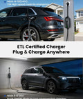 Level 2 EV Charger With NEMA 14-50 Plug 32A 25Ft Cable Portable 208V 240V EVSE For Home Use UL Listed Adjustable Current App
