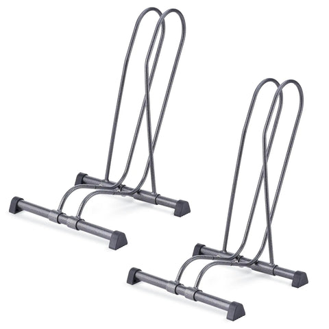 Two Pack Adjustable Floor Bike Stands For Mountain, Fat Tire And Road Bikes, Freestanding Bike Rack Set, black metal design