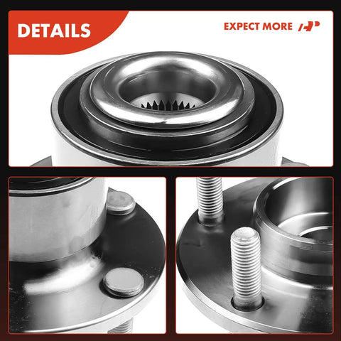 Close-up view of 2 Pack Front Wheel Bearing And Hub Assembly 5 Lug Easy Swap For Mazda 3 2004 2005 Built Before January 5 2005 Replacement Pair