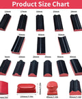 Product size chart for No Fuss Hand Sanding Block Set Of 16, featuring various foam pad dimensions.