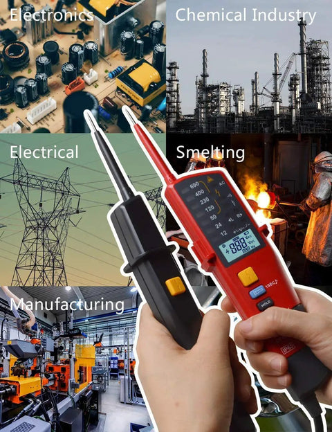 Voltage And Continuity Tester With AC And DC Detection For 12V To 690V Waterproof Design LCD Display And Audible Buzzer UT18C For Real World Electricians And DIY Pros