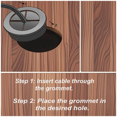 Steps for using One And Three Quarter Inch Cable Grommet Five Pack Flexible Rubber Wire Hole Plugs For Industrial Control Panels And UPS Enclosures Black 45 Millimeter Diameter.