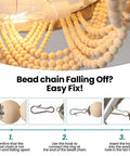 Image showing repair steps for Stylish Boho Fandelier Ceiling Fan With Built In Light And Wireless Remote six speeds low profile flush mount.