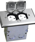 Flip Lid Floor Box Kit With 20A Tamper-Resistant Duplex Outlet, 1-Gang Junction Box, Watertight Gasket, UL Listed