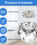 Two Piece RP2389 Faucet Knob Replacement For Single Knob Bathroom Sink Faucets Clear Acrylic Handle with button and screw visible
