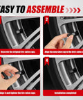 Steps to install Premium Tire Valve Caps With O Ring For Cars, Bicycles, Motorcycles, SUVs And Trucks Black 100 Count Pack