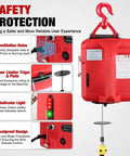 Nilight 3-In-1 Electric Hoist Winch red unit showing safety features like ventilation holes and indicator lights.