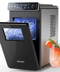 Ultra Slim Countertop Ice Maker With Full Color Panel, Internal LED Lights, 26 Lbs Per 24 Hours, Timer Ice Making, Two Ice Sizes