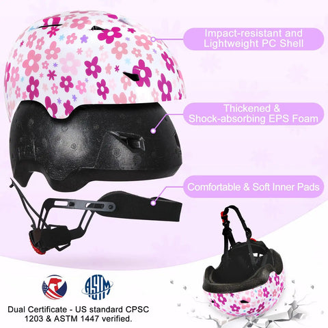 Toddler Bike Helmet For Kids That Keeps Heads Safe With A Strong PC Shell And Thick EPS Foam CPSC 1203 And ASTM F1447 Certified Kid Friendly Fit For 